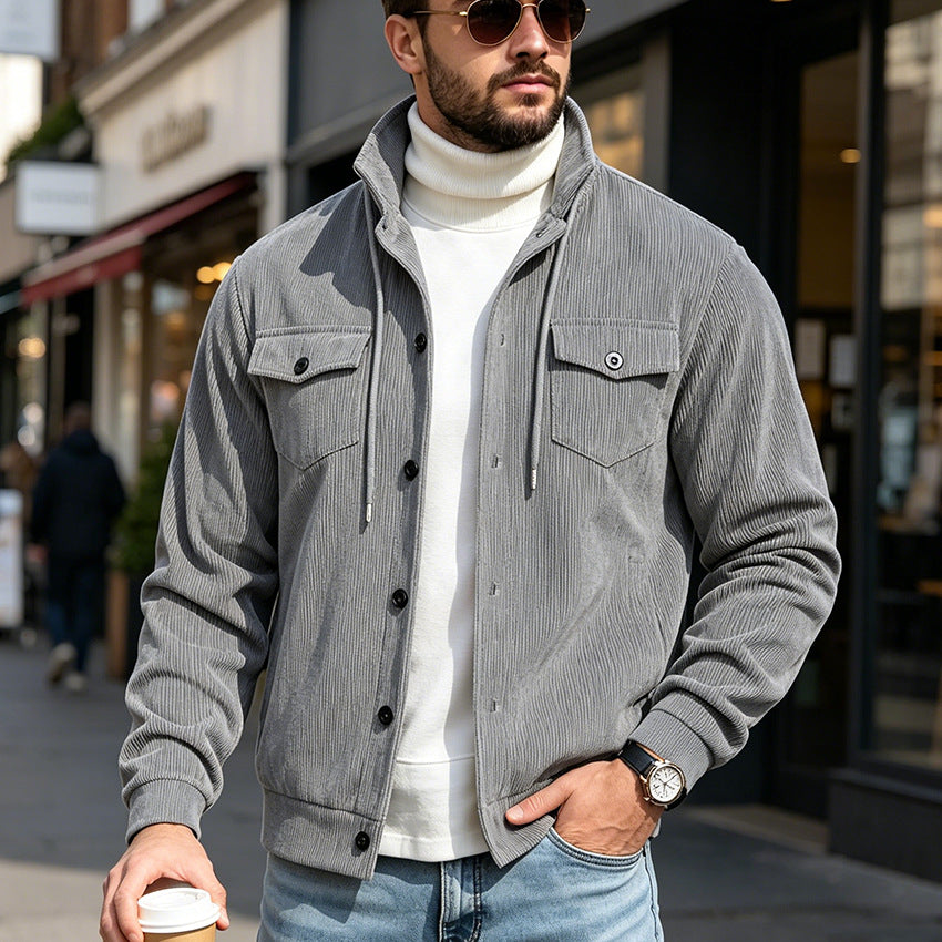 Men's corduroy jacket long-sleeve casual outerwear coat