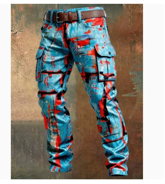 Men's vintage workwear trousers stylish utility pants