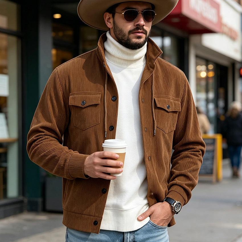 Men's corduroy jacket long-sleeve casual outerwear coat