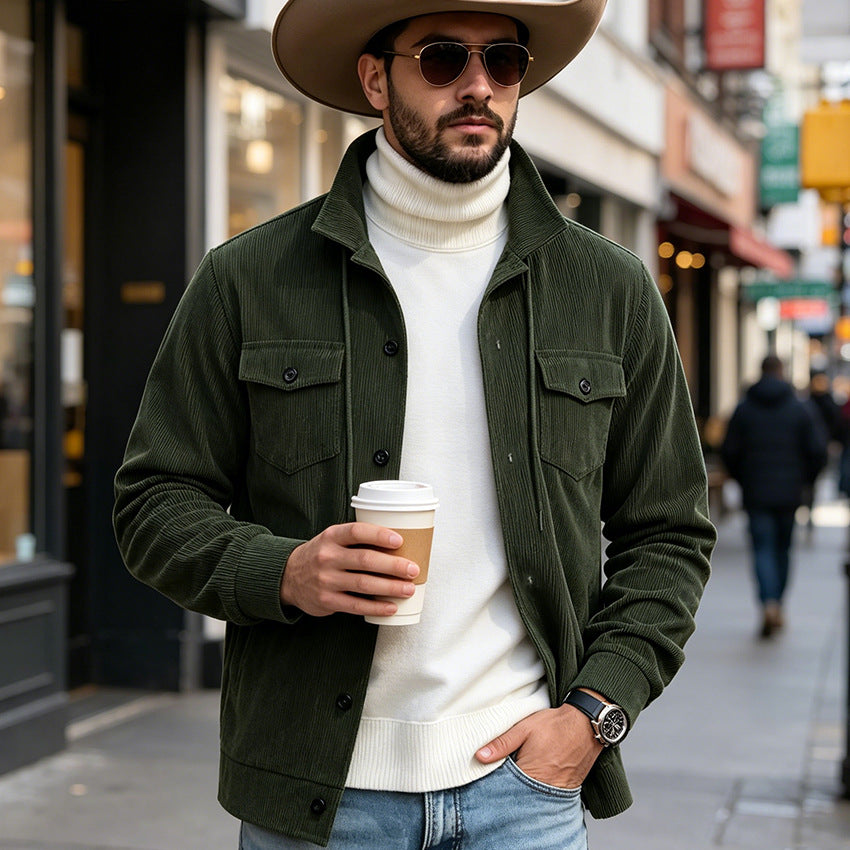 Men's corduroy jacket long-sleeve casual outerwear coat