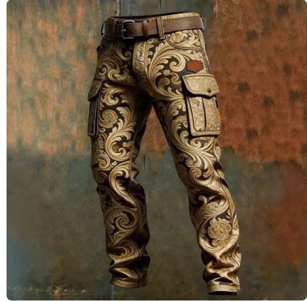 Men's vintage workwear trousers stylish utility pants