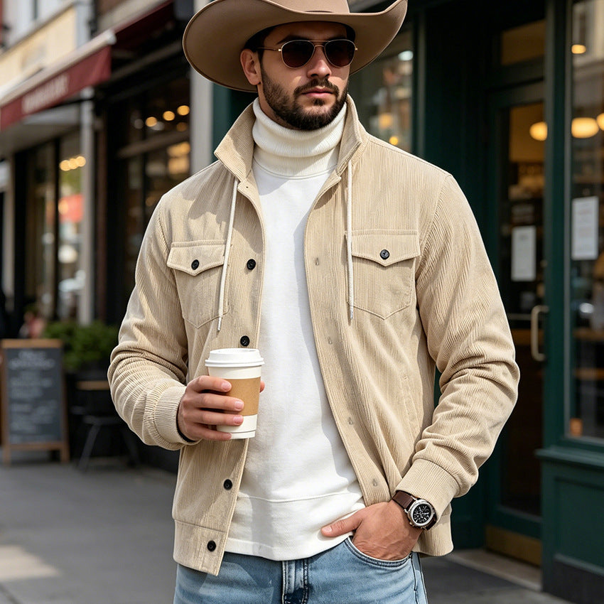 Men's corduroy jacket long-sleeve casual outerwear coat