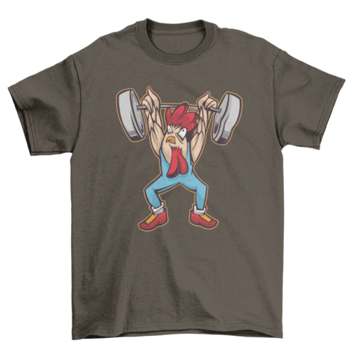 Weightlifting chicken t-shirt