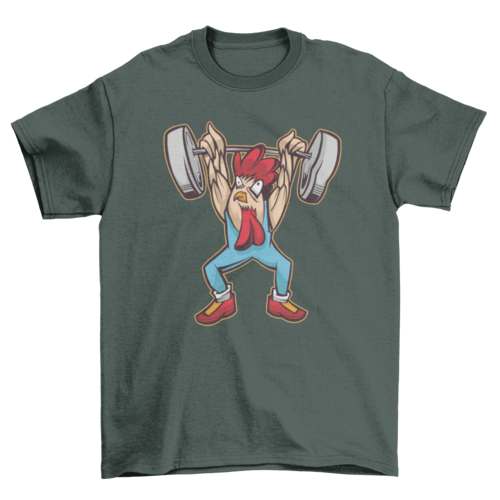 Weightlifting chicken t-shirt
