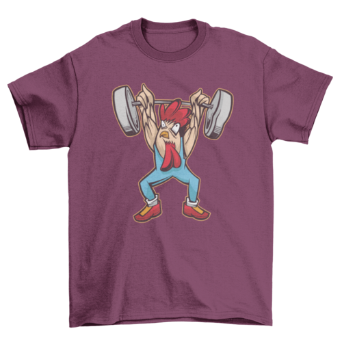 Weightlifting chicken t-shirt