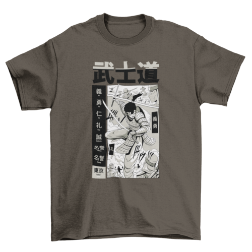 Samurai character fighting t-shirt