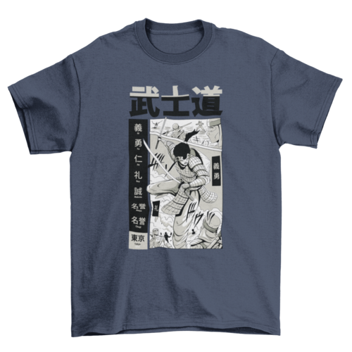 Samurai character fighting t-shirt