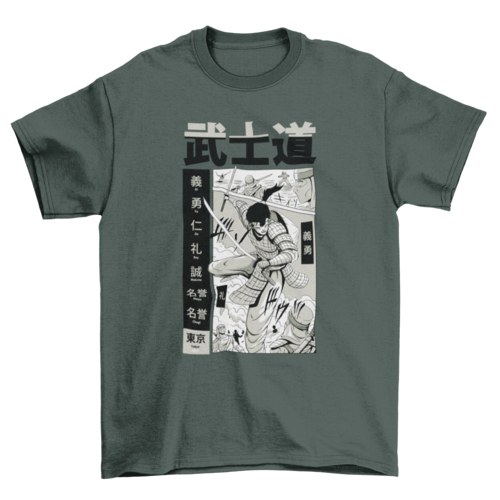 Samurai character fighting t-shirt