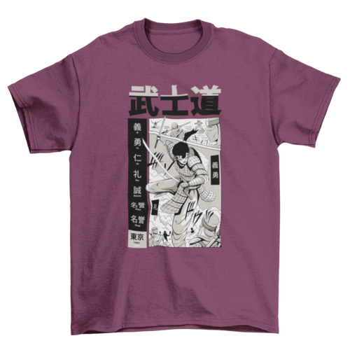 Samurai character fighting t-shirt