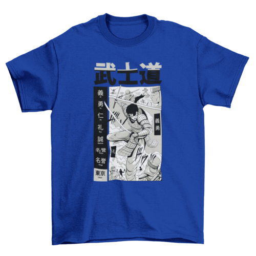 Samurai character fighting t-shirt