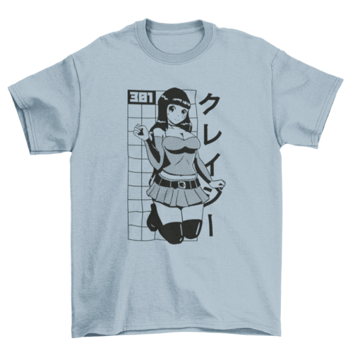 Cute girl anime posing t-shirt design