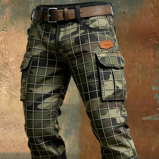 Men's vintage workwear trousers stylish utility pants