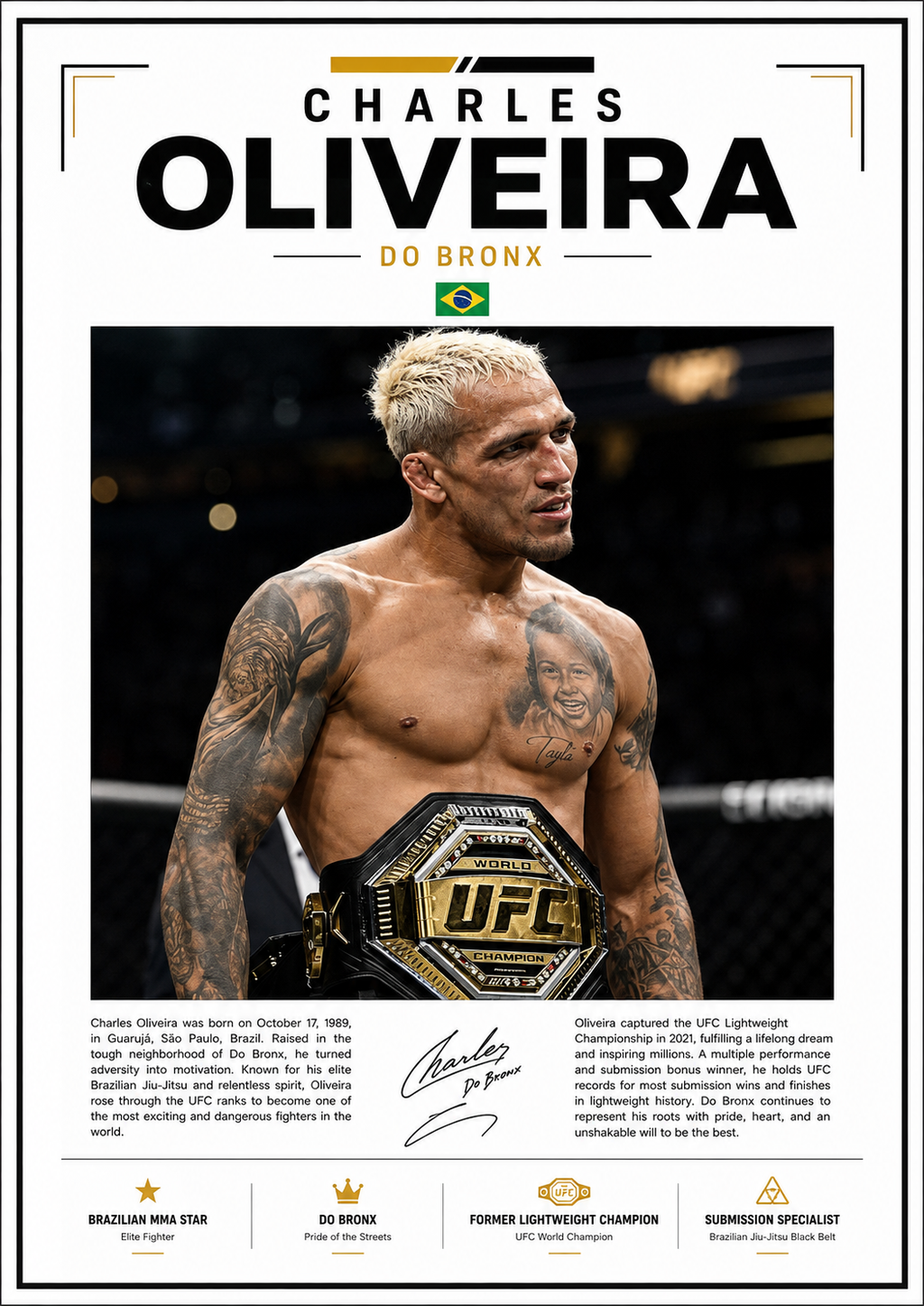 Charles Oliveira “Do Bronx” Champion Tribute Poster 🇧🇷